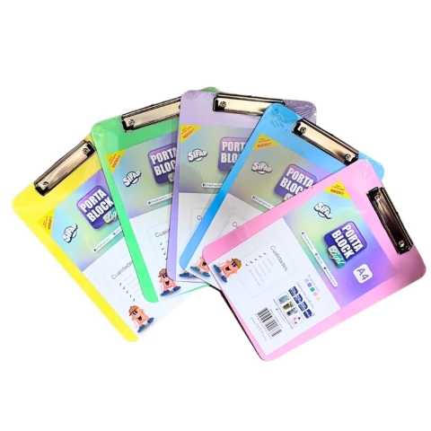 PLACA PORTABLOCK PLASTICA SIFAP A4 COLORES PASTEL - comprar online