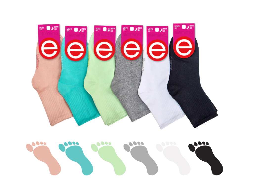 Medias Elemento 1/2 caña Pack X6 Mujer