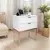 Mesa de Cabeceira Branca 40cm 2 Gavetas Base de Metal - FL DECOR - loja online