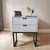 Imagem do Mesa de Cabeceira Off-White Eco 50cm com 2 Gavetas Estilo Industrial Base de Metal FL DECOR