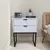 Imagem do Mesa de Cabeceira Branca 50cm 2 Gavetas Base de Metal - FL DECOR