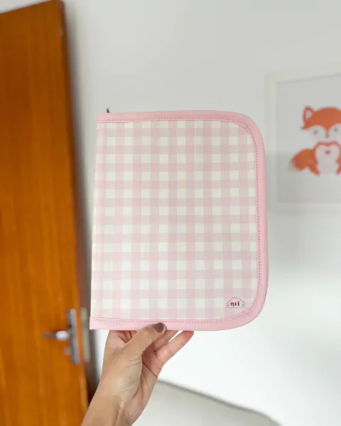 Porta Documentos - Xadrez Rosa