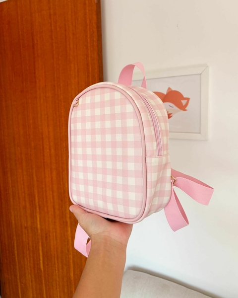 Mini Mochila Xadrez | Rosa - comprar online