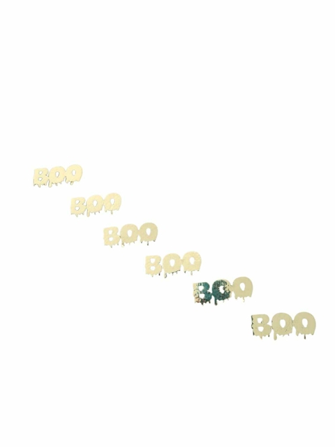 APLIQUE BOO HGALLOWEEN DOURADO PARA ENFEITAR LAÇOS 100 PCS