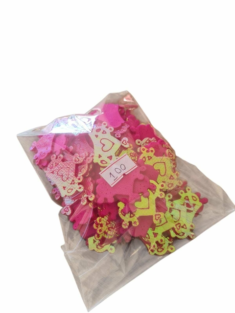 APLIQUE COROA PINK PARA ENFEITAR LAÇOS 100 PCS