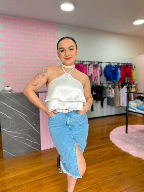 Saia Mid Ana Jeans