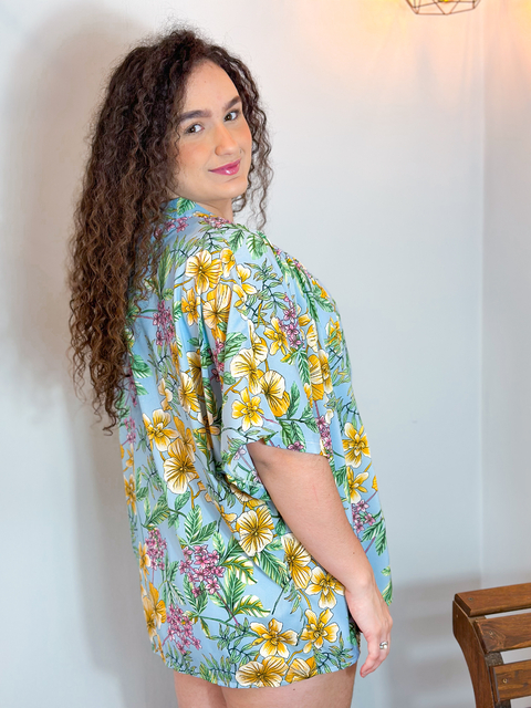 Kimono Margaridas Azul