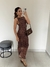 Vestido Animal Print Tule - Marrom