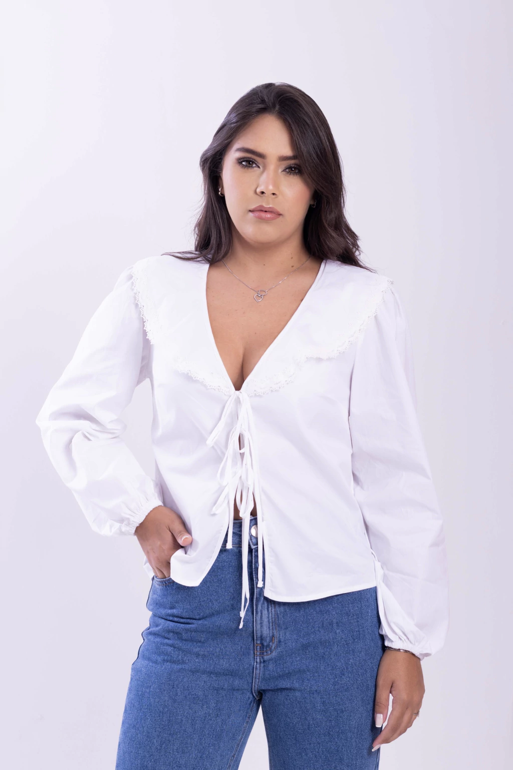 Camisa Bata Amarração Tricoline Branca Acácia