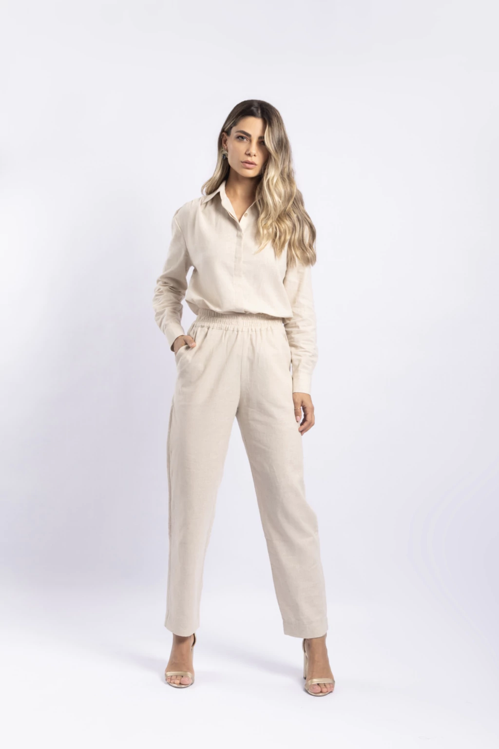 Calça Cambraia de Linho Reta Natural Calla