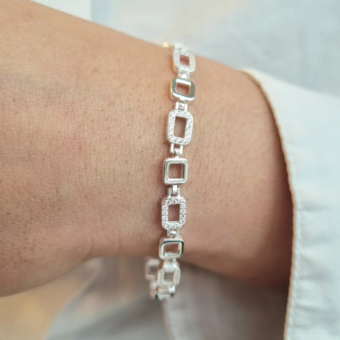 PULSERA DE ESLABONES CUADRADOS MICROPAVE - comprar online