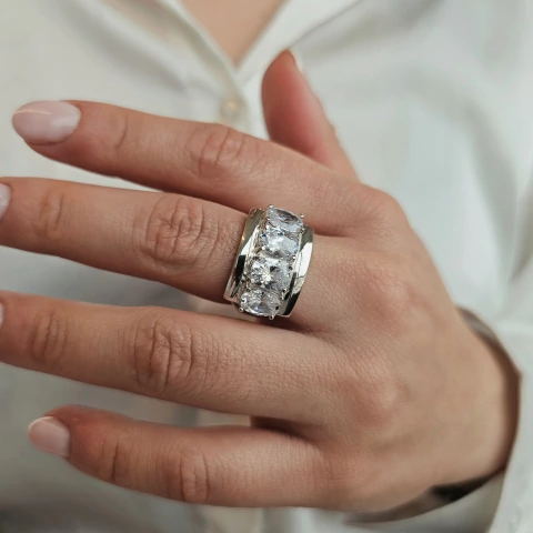 ANILLO PLATA CON CUBICS - comprar online