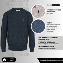 Sweater Polo Rombos Gris en internet