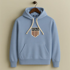 Buzo Frizado Bordado Celeste - comprar online