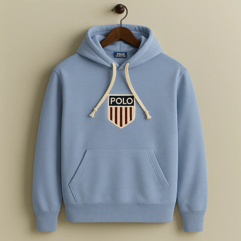 Buzo Frizado Bordado Celeste - comprar online