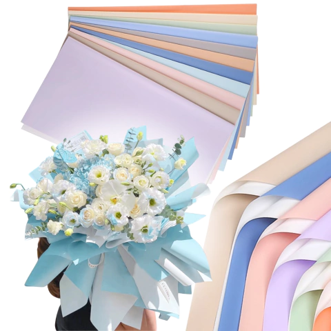 X20u Papel Bopp Coreano Cara Blanca Color Liso P/ Flor 3090 - comprar online