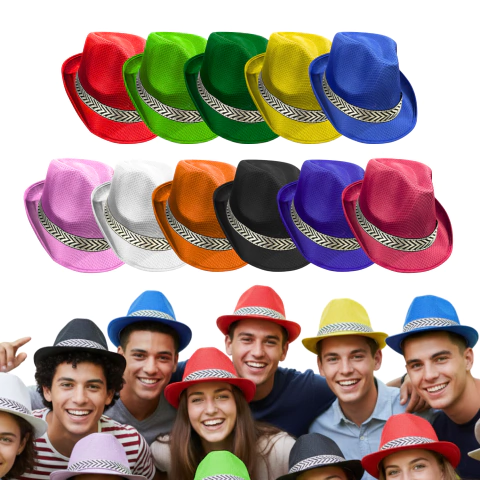 Sombrero Fedora Tanguero Tela Fluor Varios Colores So60a