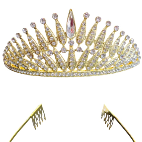 Corona Tiara De Metal Con Strass 9909