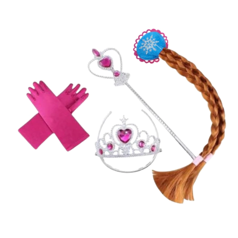 Set De Trenza Con Guantes, Corona Y Varita Princesa Frozen - M-GIGANTE