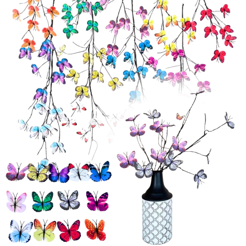 Rama Decorativa Mariposas Artificiales 70cm Colores 10739