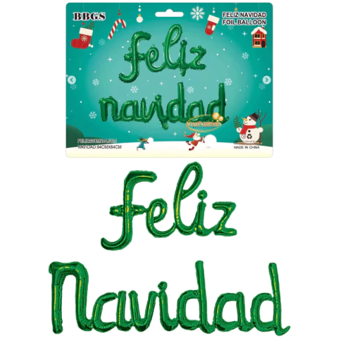 Globos frase ''Feliz Navidad'' Letra Cursiva p/ Fiestas Deco - comprar online