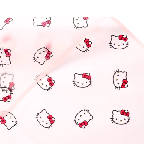 Papel Coreano P/ Flor Regalo Hello Kitty Traslucido Borde 3289