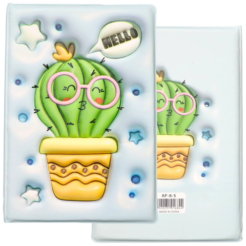 Cuaderno Puff 3D Squishy Escolar Rayado Cactus Estudiante - M-GIGANTE