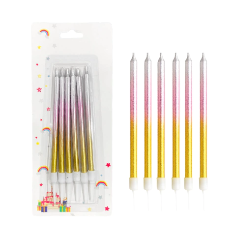 Velas Para Torta 3 Color Degrade 6u x Pack wb-5 - M-GIGANTE