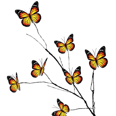 Rama Decorativa Mariposas Artificiales 70cm Colores 10739