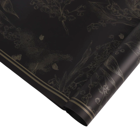 X20u Papel Coreano Bopp Flores Borde Dorado Traslucido 3372 - tienda online