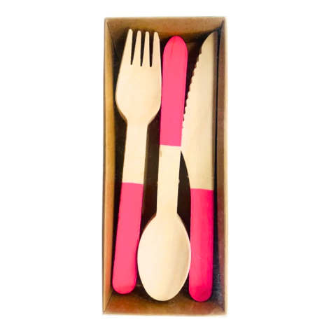 Set de cubiertos x24u Madera Rusticos Souvenier - tienda online