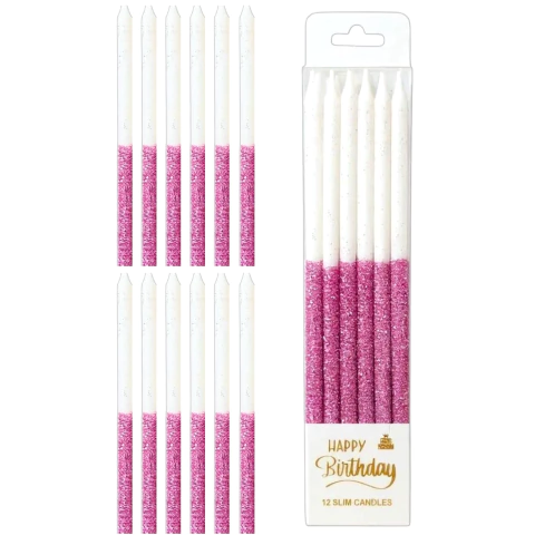 x12u Velas Lisa Glitter Mitad Blancas 12cm - comprar online