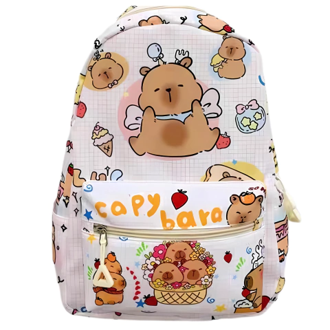 Imagen de Mochila Capybara Escolar Moda Importada Diseño Moño
