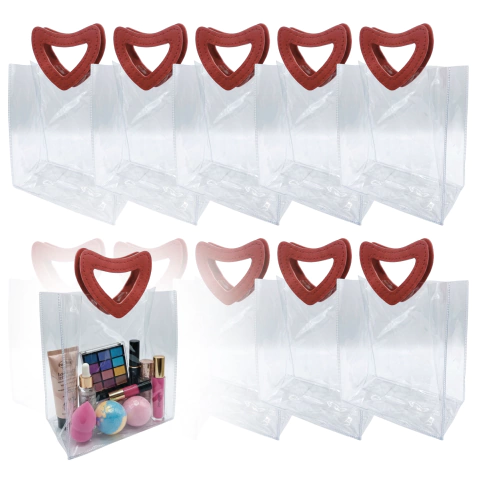 x10u Bolsa Souvenir Aza De Corazon Transparente 19x16x8cm 3451 - comprar online