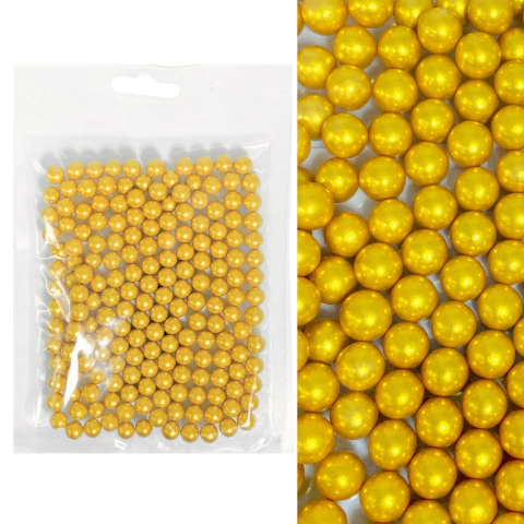 Imagen de 50g Sprinkles Granas Comestibles Perlas Deco Torta Perla Dorada 7mm