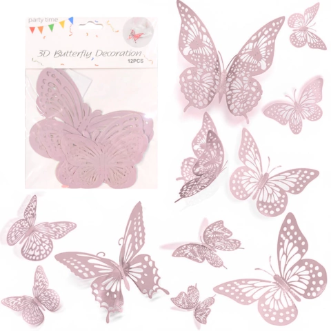 Pack Mariposa Efecto 3d Adhesivo Color Pastel X12 Piezas