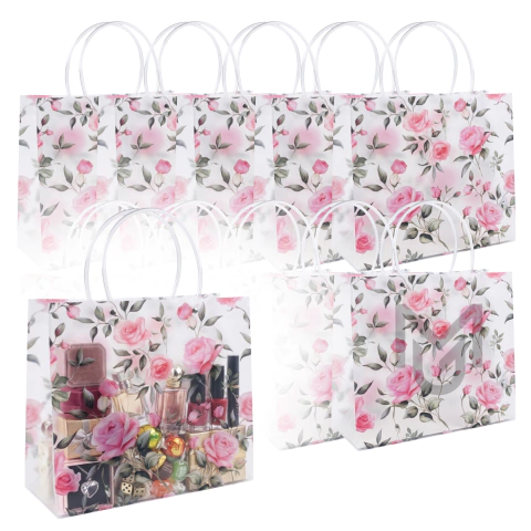 X10u Bolsa Souvenirs Translucidas Flores Estampadas 30cmX13cmX23cm 3468