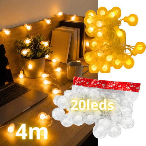 Guirnalda 20 Luces Led Esferas 4mts Calida / Fria - M-GIGANTE