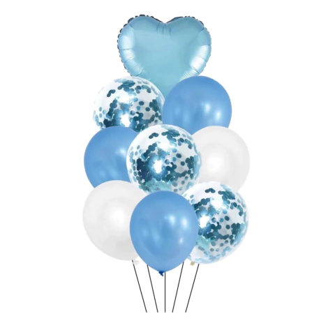 Set 9 Pcs Globos Latex Corazón Cromado Cod LA513 - M-GIGANTE
