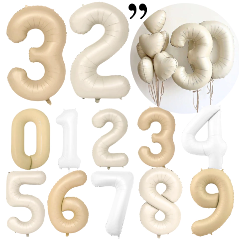 Globo Numero 32" 80cm Colores Nude Naturales