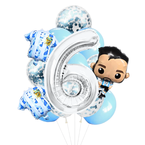 Set De Cumpleaños Globos Selecciòn Argentina 7pcs Globo Numero - tienda online
