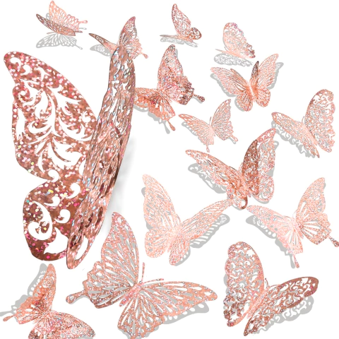 Mariposa Decorativa Efecto 3d Adhesivo Deco Hogar 12 Piezas - comprar online