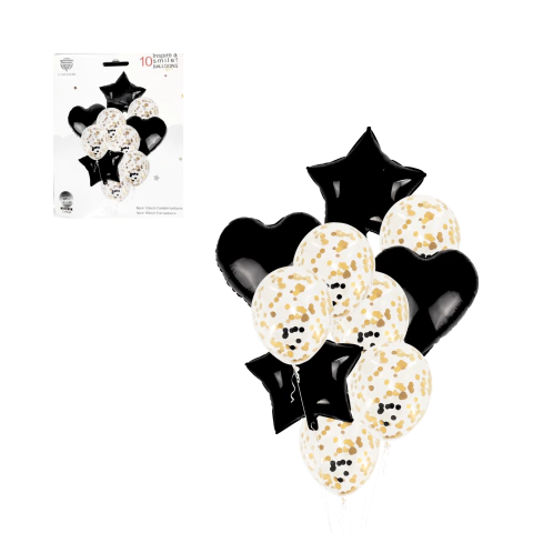 Set De 10 Globos Corazon Y Estrella Con Confetti Deco Fiesta Cod 515 en internet