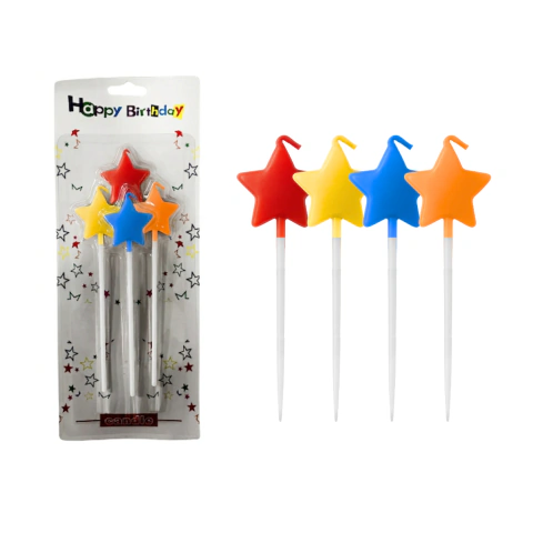 Velas Para Torta Forma de Estrella Color Flúor 4uxPack - comprar online