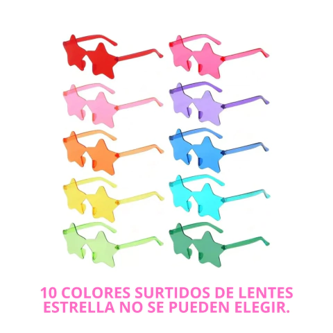 Lentes De Sol Acrílico Varias Formas Colores Surtidos X10u - comprar online