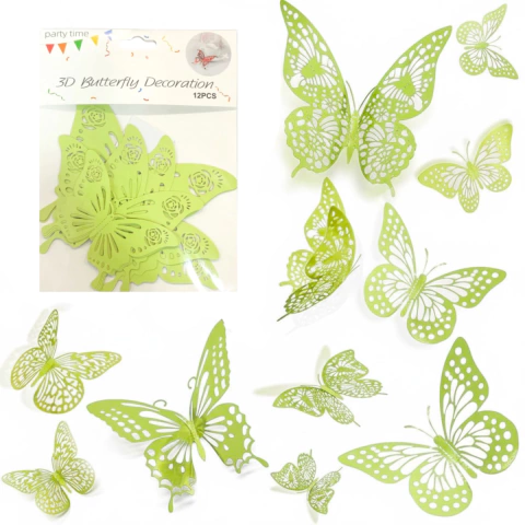 Imagen de Pack Mariposa Efecto 3d Adhesivo Color Pastel X12 Piezas