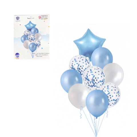 Set 9 Pcs Globos Latex Estrella Cromados Cod LA514 en internet