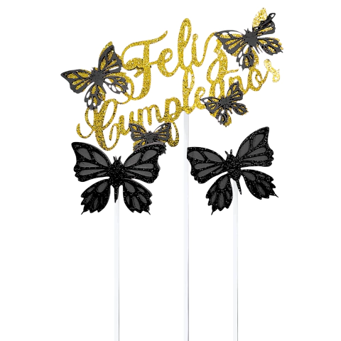 Topper para torta Feliz cumpleaños con Mariposas en internet