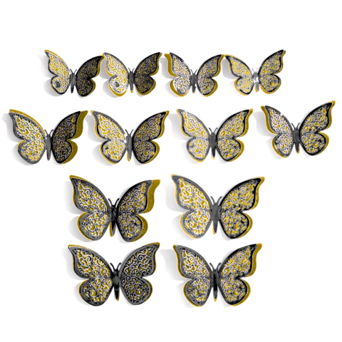 Mariposa Efecto 3D Adhesiva Doble Tono pack x12 pieza - M-GIGANTE