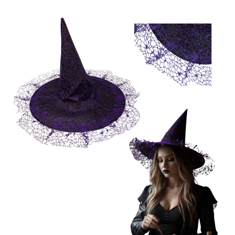 Sombrero Bruja de Color Telaraña Negra Disfraz Tull - tienda online